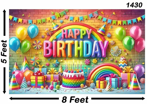 Multicolour_Polyester_Rainbow_Cake_Themed_Happy_Birthday_Backdrop_Cloth_For_Festival_/_Pooja_|_5*8