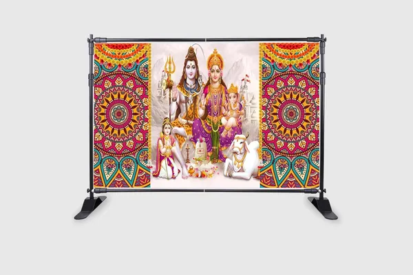 Multicolour_Polyester_Lord_Shiv_Parivar_Backdrop_5Feet_8Feet_Cloth_For_Festival_/_Pooja_|_5*8