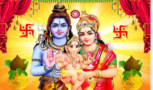 Multicolour_Polyester_Lord_Shiv_Parivar_Backdrop_5Feet_8Feet_Cloth_For_Festival_/_Pooja_|_5*8