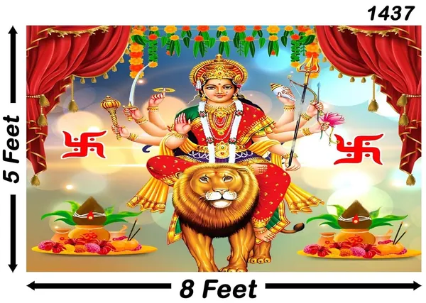 Multicolour_Polyester_Godess_Maa_Durga_Backdrop_Cloth_For_Festival_/_Pooja_|_5*8