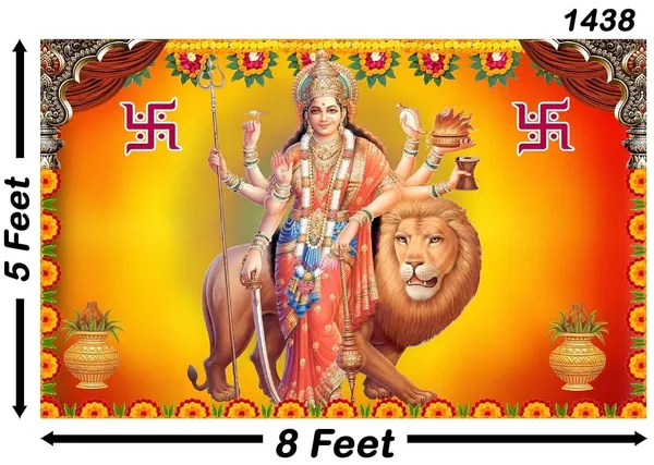 Multicolour_Polyester_Godess_Maa_Durga_Sherawali_Mata_Backdrop_Cloth_For_Festival_/_Pooja_|_5*8