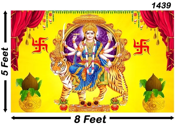 Multicolour_Polyester_Goddess_Maa_Durga_Sherawali_Mata_Backdrop_Cloth_For_Festival_/_Pooja_|_5*8