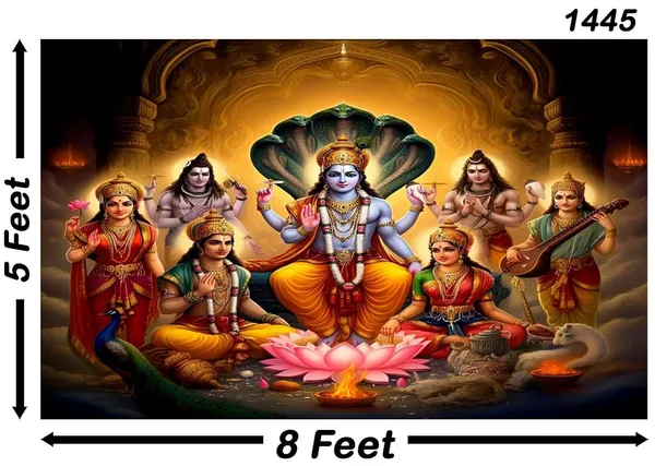 Multicolour_Polyester_God_Vishnu_Laxmi_Mata_Backdrop_Cloth_For_Festival_/_Pooja_|_5*8