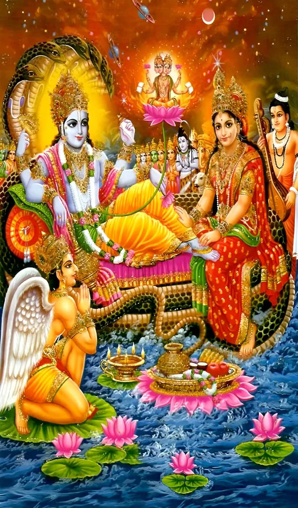 Multicolour_Polyester_Lord_Lakshmi_Narayan_Backdrop_Cloth_For_Festival_/_Pooja_|_8*5