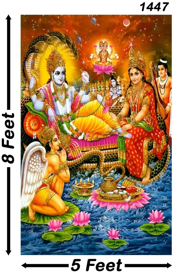 Multicolour_Polyester_Lord_Lakshmi_Narayan_Backdrop_Cloth_For_Festival_/_Pooja_|_8*5