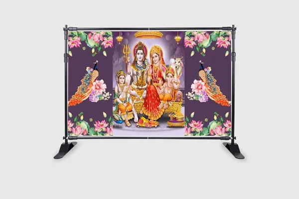 Multicolour_Polyester_Lord_Shiv_Parivar_Backdrop_5Feet_8Feet_Cloth_For_Festival_/_Pooja_|_5*8