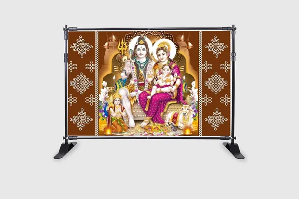 Multicolour_Polyester_Lord_Shiv_Parivar_Backdrop_5Feet_8Feet_Cloth_For_Festival_/_Pooja_|_5*8
