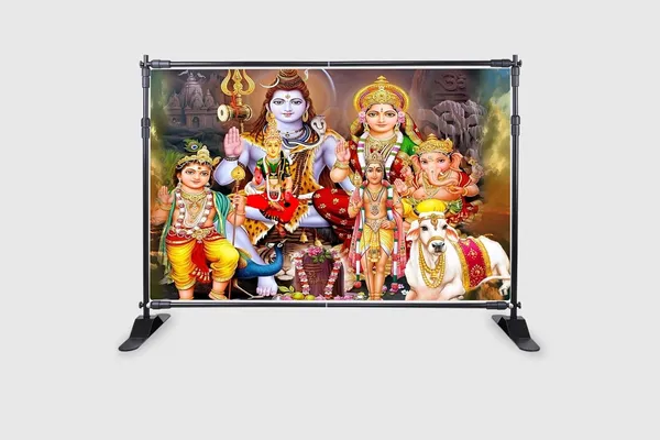 Multicolour_Polyester_Lord_Shiv_Parivar_Backdrop_5Feet_8Feet_Cloth_For_Festival_/_Pooja_|_5*8