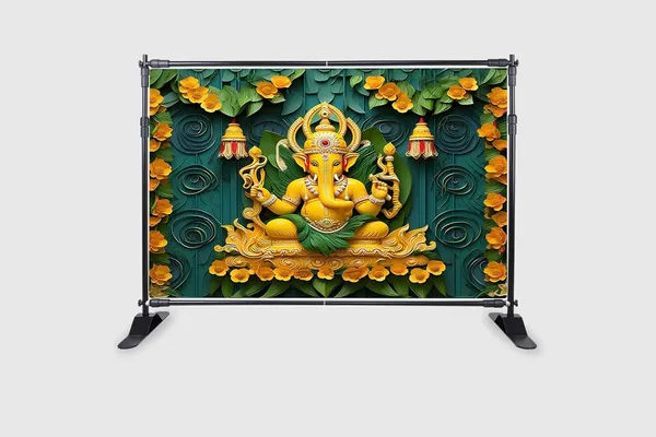 Multicolour_Polyester_Flower_Ganeshji_Especially_Ganesha_Backdrop_Cloth_For_Festival_/_Pooja_|_5*8