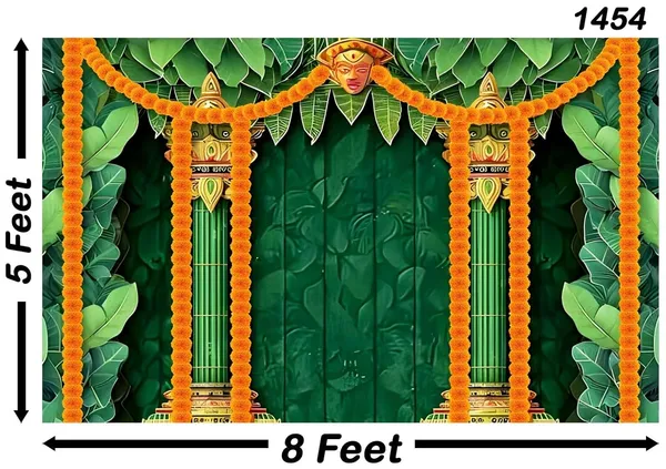 Multicolour_Polyester_Banana_Leaf_Flower_Backdrop_Cloth_For_Festival_/_Pooja_|_5*8