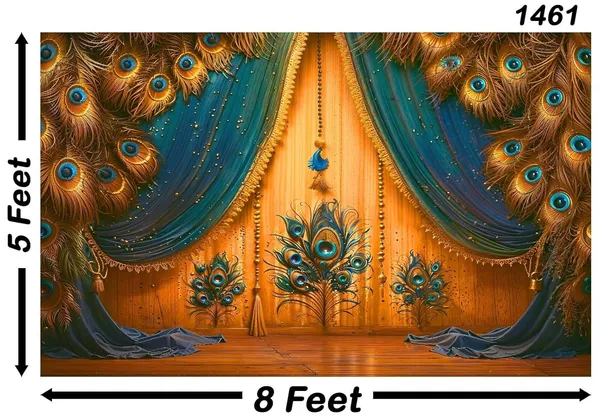 Multicolour_Polyester_Peacock_Feathers_Backdrop_Cloth_For_Festival_/_Pooja_|_5*8
