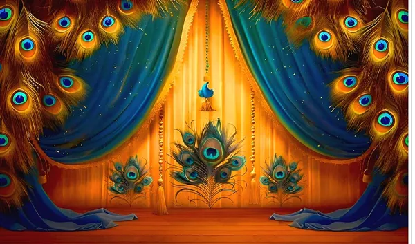 Multicolour_Polyester_Peacock_Feathers_Backdrop_Cloth_For_Festival_/_Pooja_|_5*8