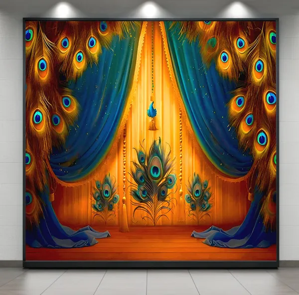 Multicolour_Polyester_Peacock_Feathers_Backdrop_Cloth_For_Festival_/_Pooja_|_8*8