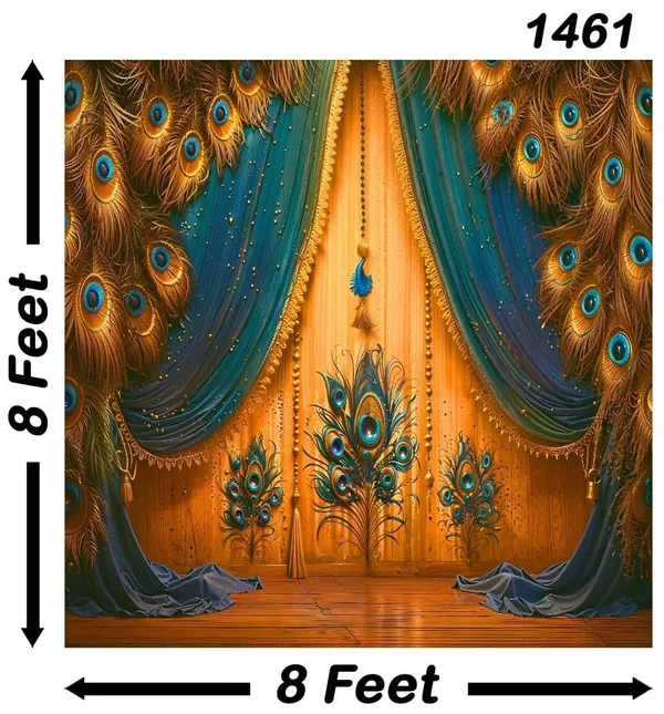 Multicolour_Polyester_Peacock_Feathers_Backdrop_Cloth_For_Festival_/_Pooja_|_8*8