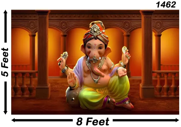 Multicolour_Polyester_Ganeshji_Backdrop_Especially_Ganesha_Cloth_For_Festival_/_Pooja_|_5*8