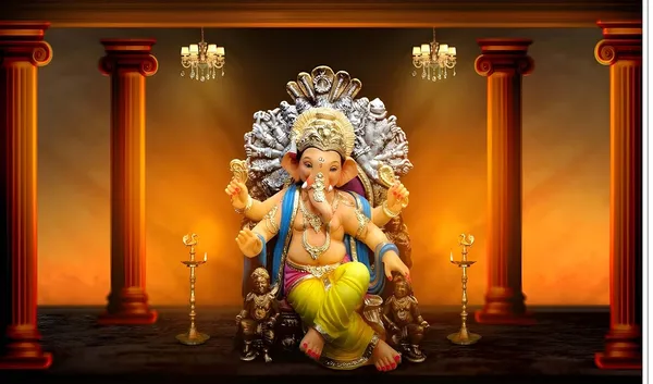Multicolour_Polyester_Ganeshji_Backdrop_Especially_Ganesha_Cloth_For_Festival_/_Pooja_|_5*8