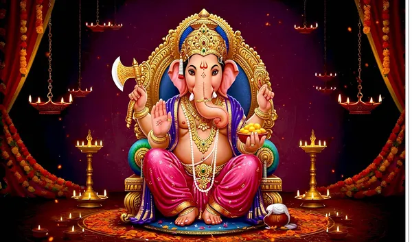 Multicolour_Polyester_Ganeshji_Especially_Ganesha_Backdrop_Cloth_For_Festival_/_Pooja_|_5*8