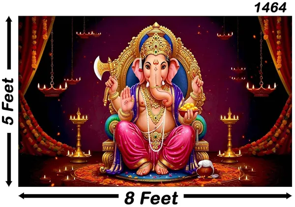 Multicolour_Polyester_Ganeshji_Especially_Ganesha_Backdrop_Cloth_For_Festival_/_Pooja_|_5*8