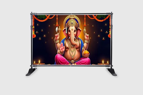 Multicolour_Polyester_Hanging_Flower_Ganeshji_Especially_Ganesha_Backdrop_Cloth_For_Festival_/_Pooja_|_5*8