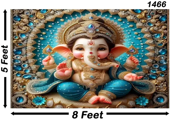 Multicolour_Polyester_Ganeshji_Backdrop_Especially_Ganesha_Cloth_For_Festival_/_Pooja_|_5*8