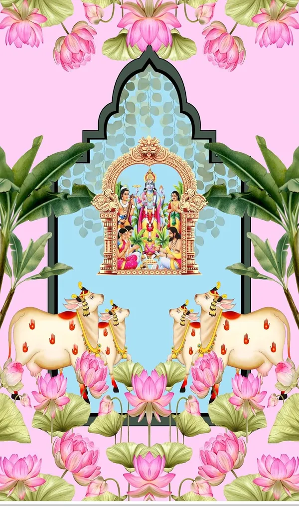 Multicolour_Polyester_God_Satyanarayan_Form_Lord_Vishnu_Backdrop_Cloth_For_Festival_/_Pooja_|_8*5