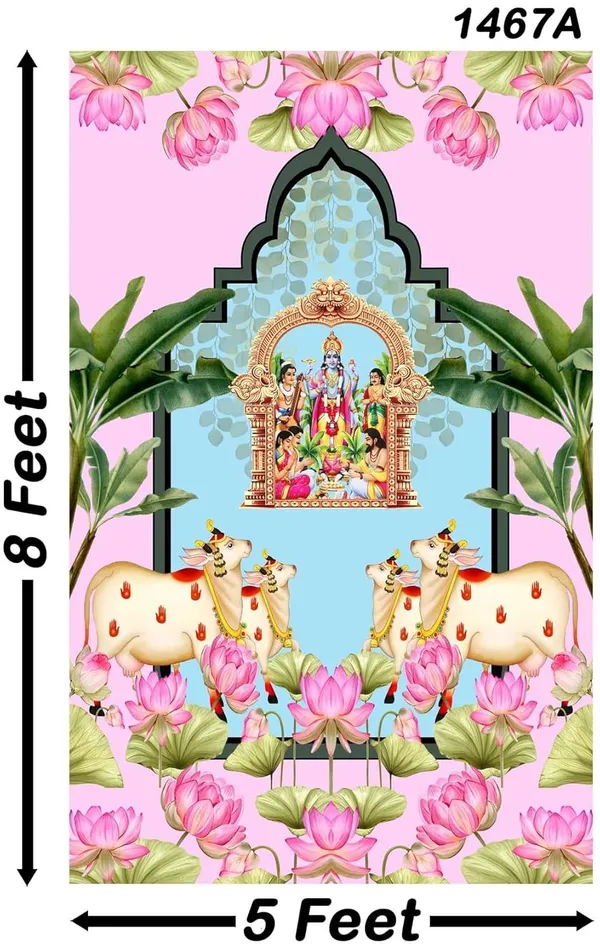 Multicolour_Polyester_God_Satyanarayan_Form_Lord_Vishnu_Backdrop_Cloth_For_Festival_/_Pooja_|_8*5