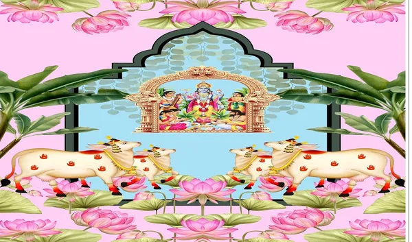 Multicolour_Polyester_Lord_Satyanarayana_Form_Vishnu_Backdrop_Cloth_For_Festival_/_Pooja_|_5*8