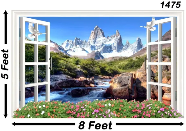 Multicolour_Polyester_Rocky_Waterfall_Photography_Backdrops_Nature_Backdrop_Cloth_For_Festival_/_Pooja_|_5*8
