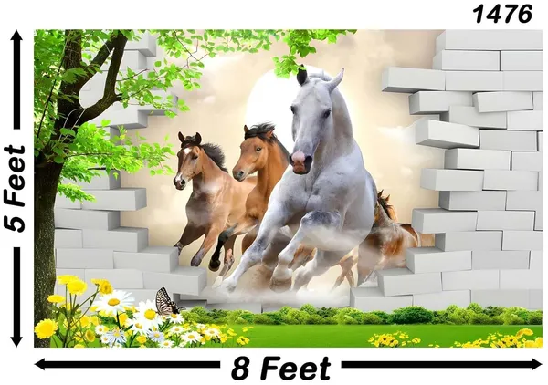 White_Polyester_Horses_Photography_Backdrops_Nature_Backdrop_Cloth_For_Festival_/_Pooja_|_5*8