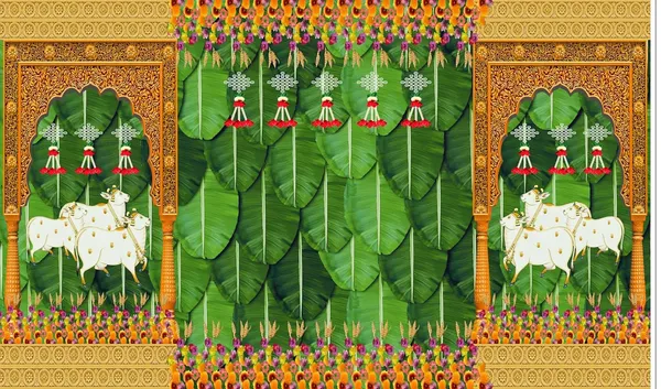 Multicolour_Polyester_Banana_Leaf_Hanging_Flower_Cows_Backdrop_Cloth_For_Festival_/_Pooja_|_5*8