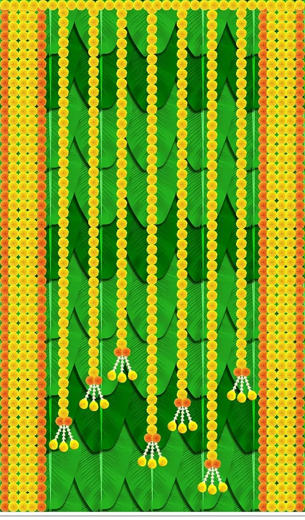 Multicolour_Polyester_Marigold_Flower_Banana_Leaf_Backdrop_Cloth_For_Festival_/_Pooja_|_8*5