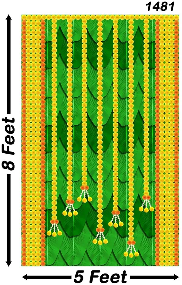Multicolour_Polyester_Marigold_Flower_Banana_Leaf_Backdrop_Cloth_For_Festival_/_Pooja_|_8*5