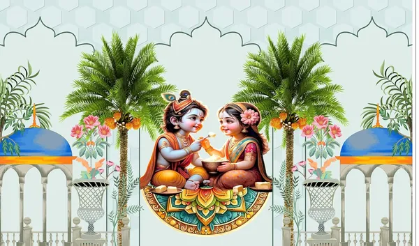 Multicolour_Polyester_Cute_Little_Radha_Krishna_Especially_Backdrop_Cloth_For_Festival_/_Pooja_|_5*8