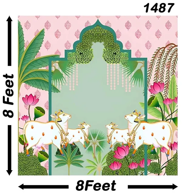 Multicolour_Polyester_Holy_Cow_Kamdhenu_Divine_Pichwai_Backdrop_Cloth_For_Festival_/_Pooja_|_8*8