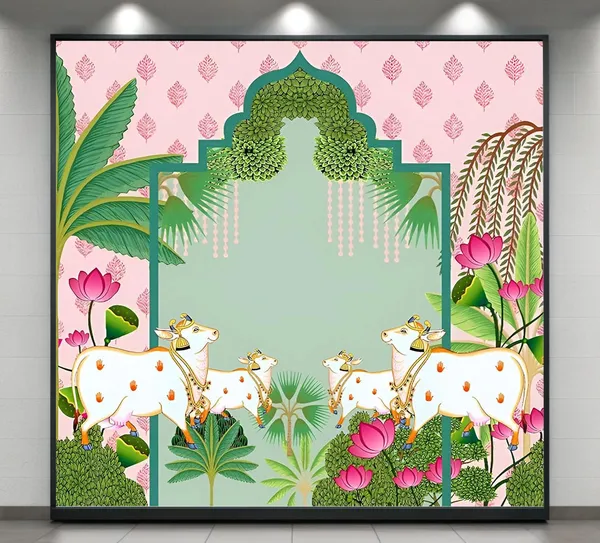 Multicolour_Polyester_Holy_Cow_Kamdhenu_Divine_Pichwai_Backdrop_Cloth_For_Festival_/_Pooja_|_8*8