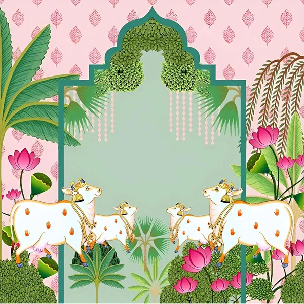 Multicolour_Polyester_Holy_Cow_Kamdhenu_Divine_Pichwai_Backdrop_Cloth_For_Festival_/_Pooja_|_8*8