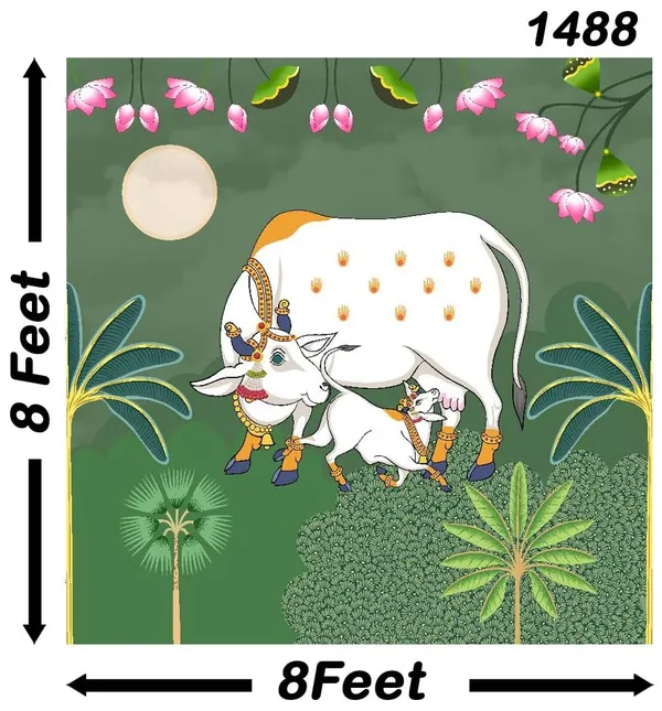 Multicolour_Polyester_Holy_Cow_Kamdhenu_Divine_Pichwai_Backdrop_Cloth_For_Festival_/_Pooja_|_8*8