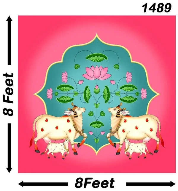 Multicolour_Polyester_Holy_Cow_Kamdhenu_Divine_Pichwai_Backdrop_Cloth_For_Festival_/_Pooja_|_8*8