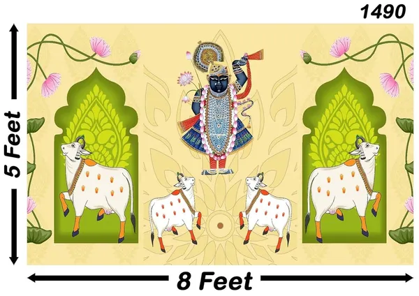 Multicolour_Polyester_God_Shreenathji_Cows_Backdrop_Pichwai_Cloth_For_Festival_/_Pooja_|_5*8
