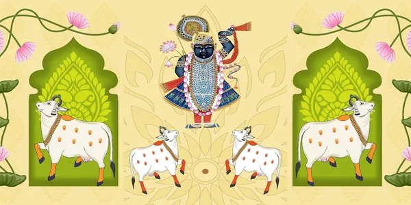 Multicolour_Polyester_God_Shreenathji_Cows_Backdrop_Pichwai_Cloth_For_Festival_/_Pooja_|_5*8