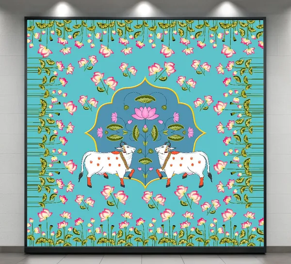 Multicolour_Polyester_Holy_Cow_Kamdhenu_Divine_Pichwai_Backdrop_Cloth_For_Festival_/_Pooja_|_8*8