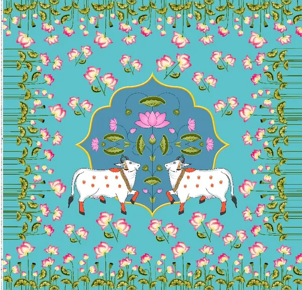 Multicolour_Polyester_Holy_Cow_Kamdhenu_Divine_Pichwai_Backdrop_Cloth_For_Festival_/_Pooja_|_8*8