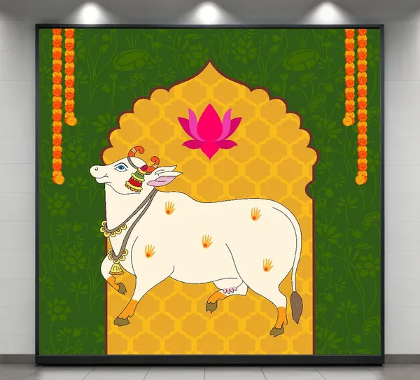 Multicolour_Polyester_Holy_Cow_Kamdhenu_Divine_Pichwai_Backdrop_Cloth_For_Festival_/_Pooja_|_8*8