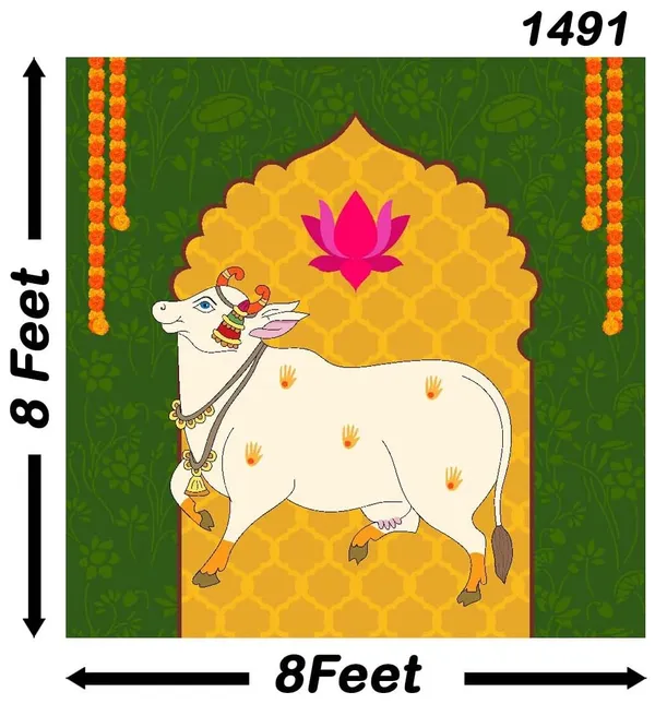 Multicolour_Polyester_Holy_Cow_Kamdhenu_Divine_Pichwai_Backdrop_Cloth_For_Festival_/_Pooja_|_8*8