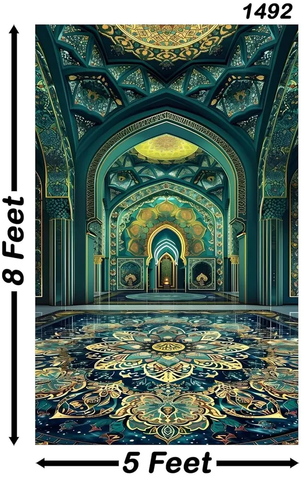 Gold_Polyester_Luxurious_Teal_Archway_Photography_Banner_Backdrop_Cloth_For_Festival_/_Pooja_|_8*5