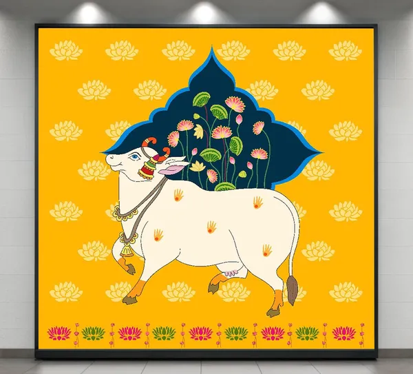 Multicolour_Polyester_Holy_Cow_Kamdhenu_Divine_Pichwai_Backdrop_Cloth_For_Festival_/_Pooja_|_8*8