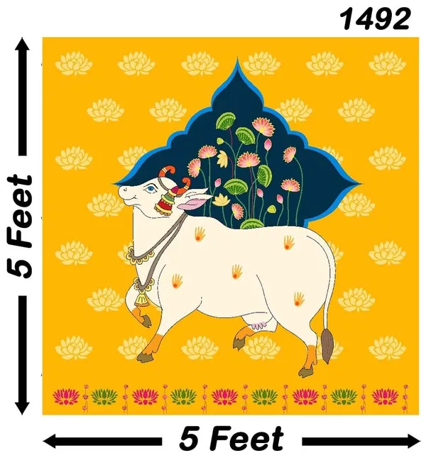 Multicolour_Polyester_Holy_Cow_Kamdhenu_Divine_Pichwai_Backdrop_Cloth_For_Festival_/_Pooja_|_8*8