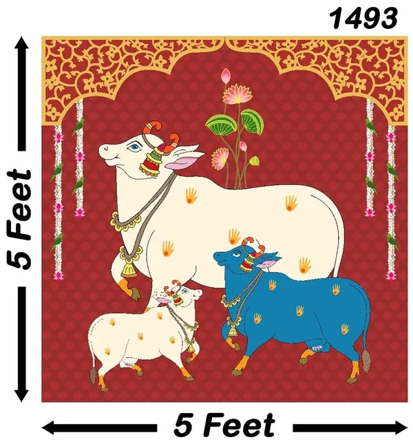 Multicolour_Polyester_Holy_Cow_Kamdhenu_Divine_Pichwai_Backdrop_Cloth_For_Festival_/_Pooja_|_8*8