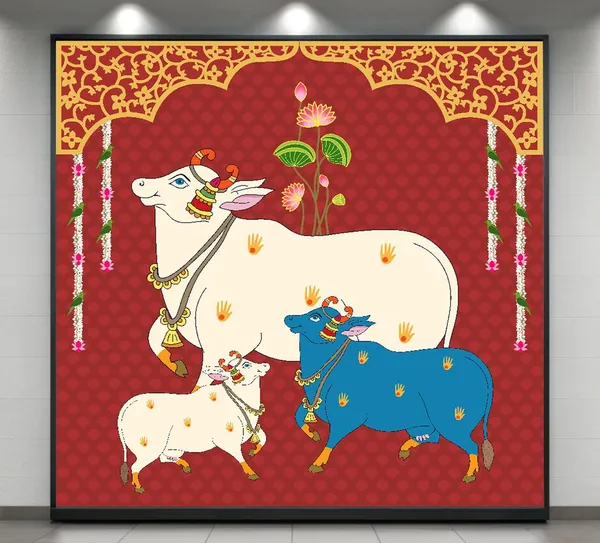 Multicolour_Polyester_Holy_Cow_Kamdhenu_Divine_Pichwai_Backdrop_Cloth_For_Festival_/_Pooja_|_8*8