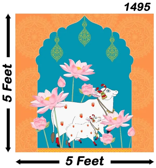 Multicolour_Polyester_Holy_Cow_Kamdhenu_Divine_Pichwai_Backdrop_Cloth_For_Festival_/_Pooja_|_8*8